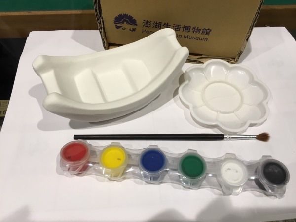 大目船白胚陶瓷彩繪組