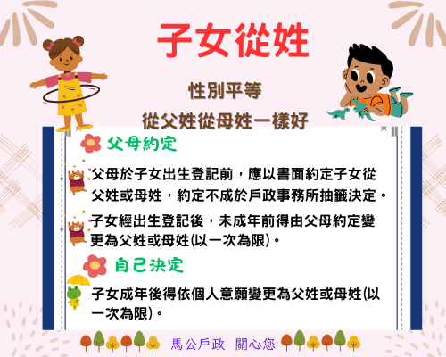 性別平等，從母姓或父姓一樣好(另開視窗)